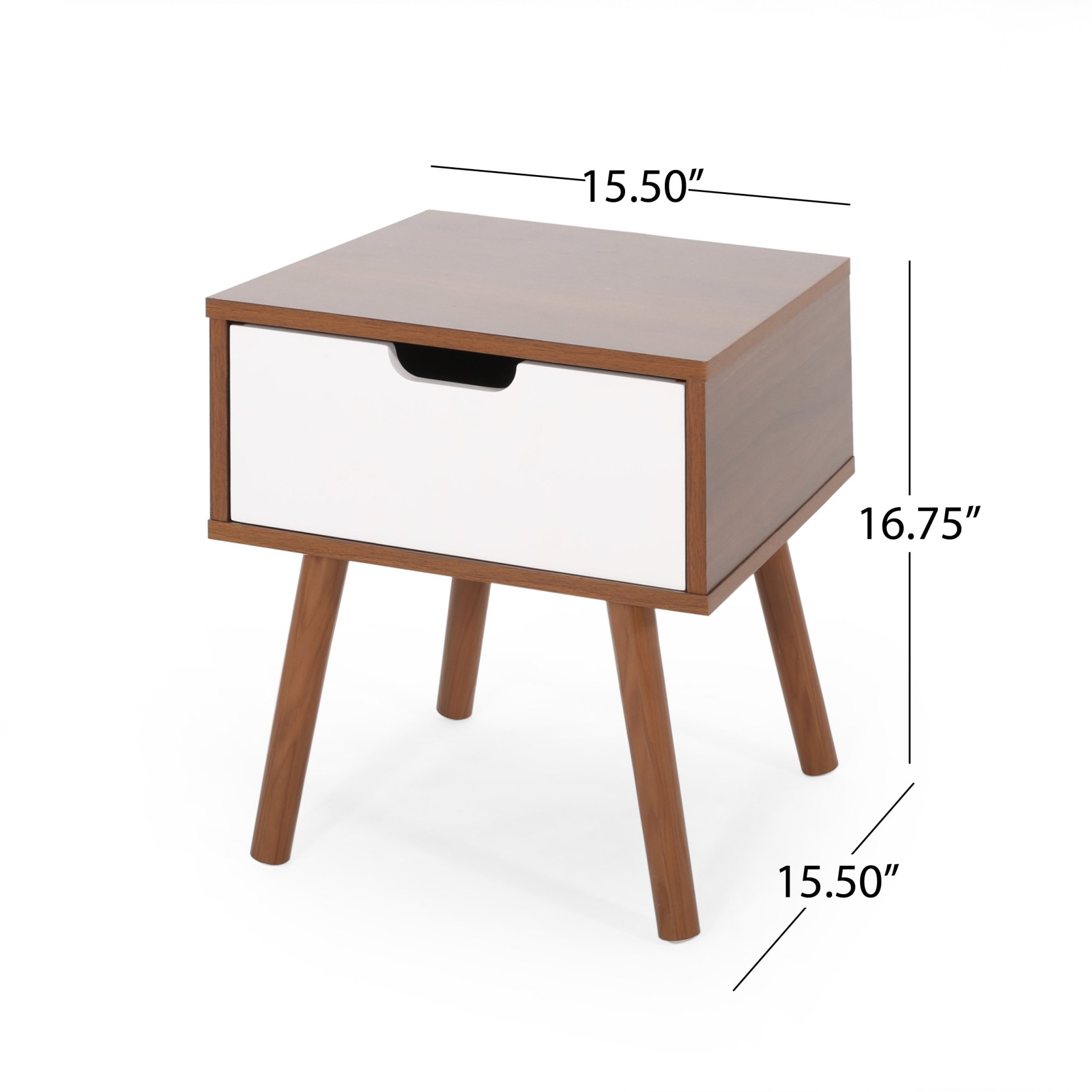 2 Toned Particle Board End Table - White / Walnut - Image 3