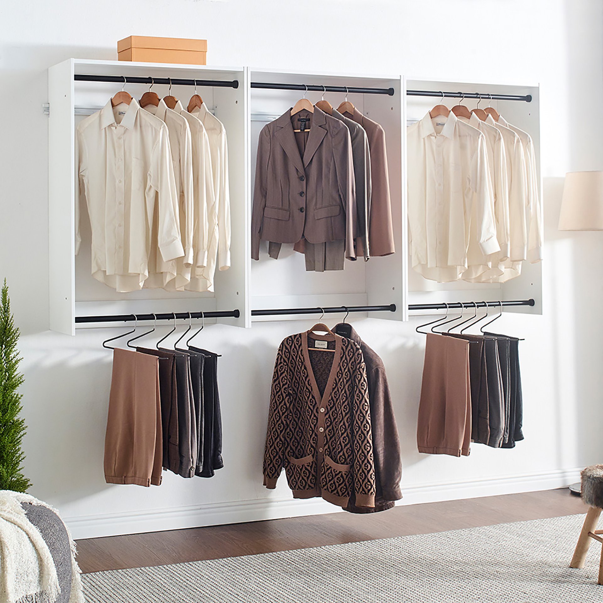 Devi - Wall Mounted Wood Closet System With Modular Versatility And Clean - White - Image 4