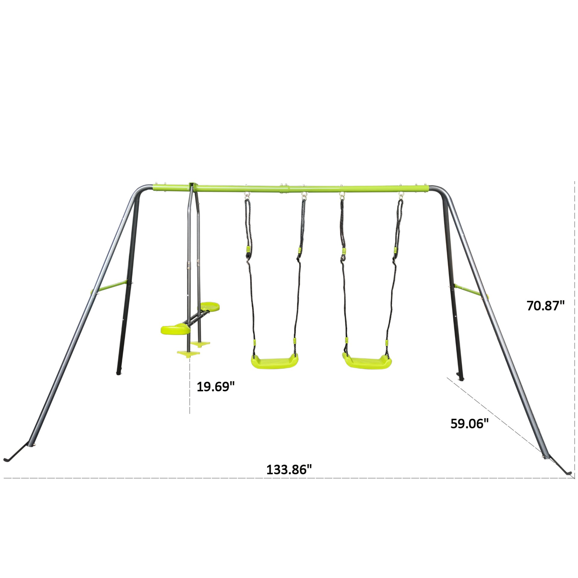 Xns081 Interesting Swingset With Plastic Safe Swing Set 440Lbs For Outdoor Playground For Age 3+ With Face To Face Without Tee - Lime Green - Image 3
