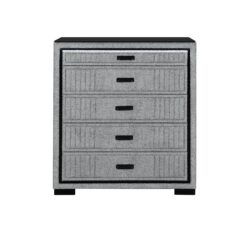 Isaiah - Upholstered Chest With LED Lighting, Frame, Block Feet - Gray