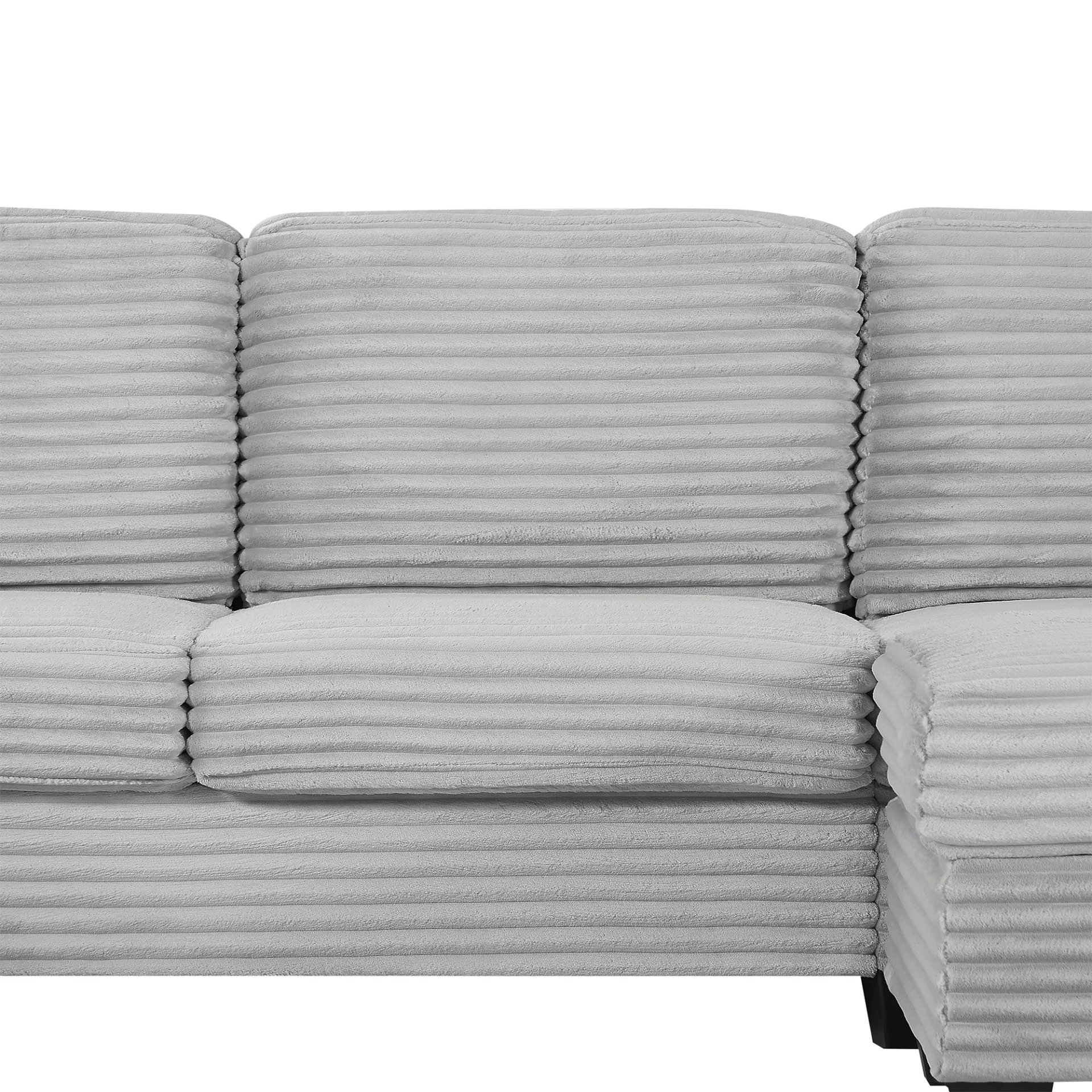 Modern U Shaped Sectional Sofa With Movable Ottoman And Side Storage Pockets Corduroy - Gray - Image 19