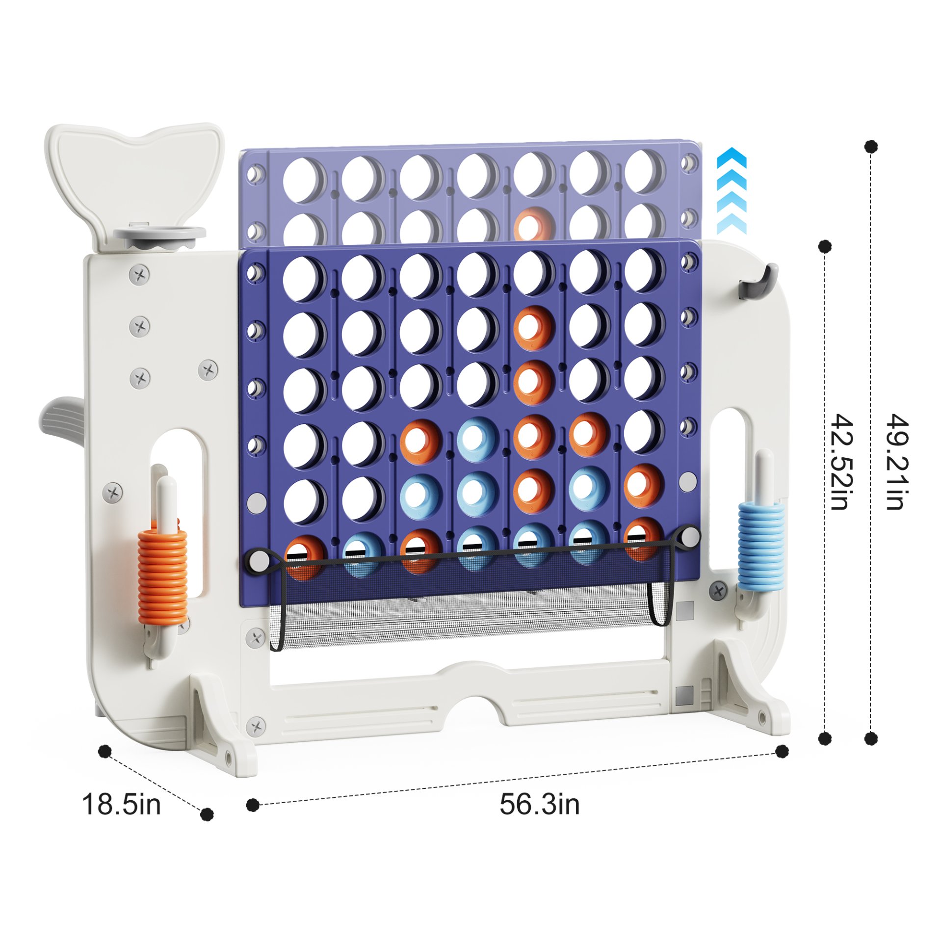 4 To Score Giant Game Set With Mesh Bag & Jumbo Connect 4 - White / Purple - Image 3