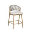 Outdoor Counter Height Aluminum Frame Counter Stools With Scallop Shaped Backrest & Water Resistant Cushions (Set of 2) - Maple - Image 7