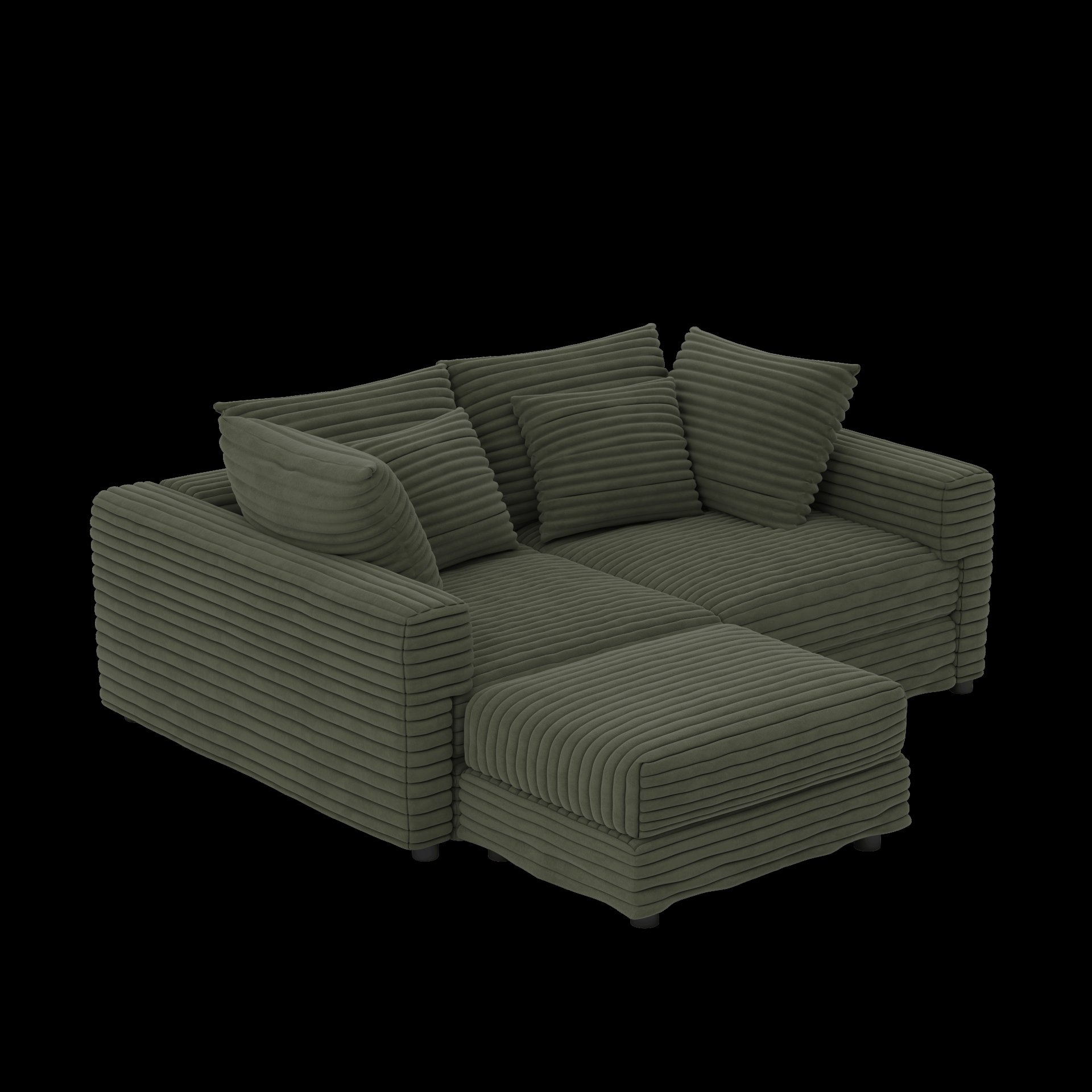 4 Seat Sofa, Deep Seat Couches With Soft Pillows And Movable Ottoman, Convertible Sofa Lounge Chair, For Living Room - Green - Image 8