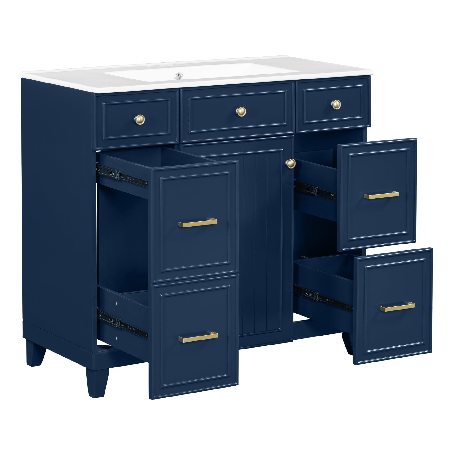 Bathroom Vanity With Sink, Soft Close Doors, Adjustable Shelves - Blue - Image 18