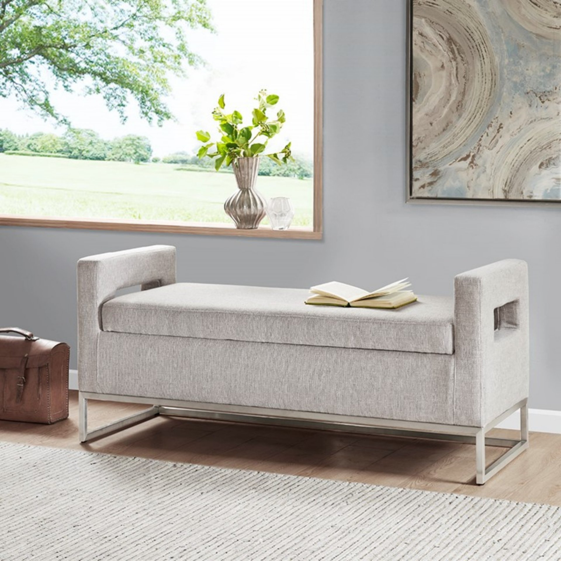 Crawford - Soft Close Storage Bench With Open Sides - Gray - Image 2