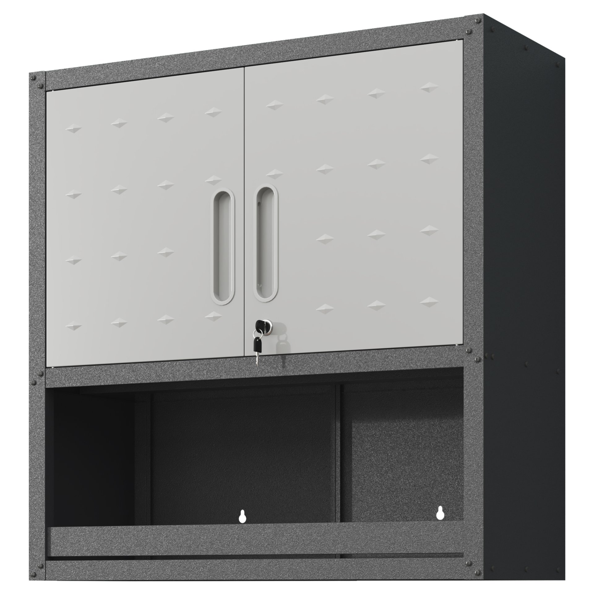 Metal Wall Mounted Tool Storage Cabinet With Locking Door, 1 Shelf, Metal - White - Image 9