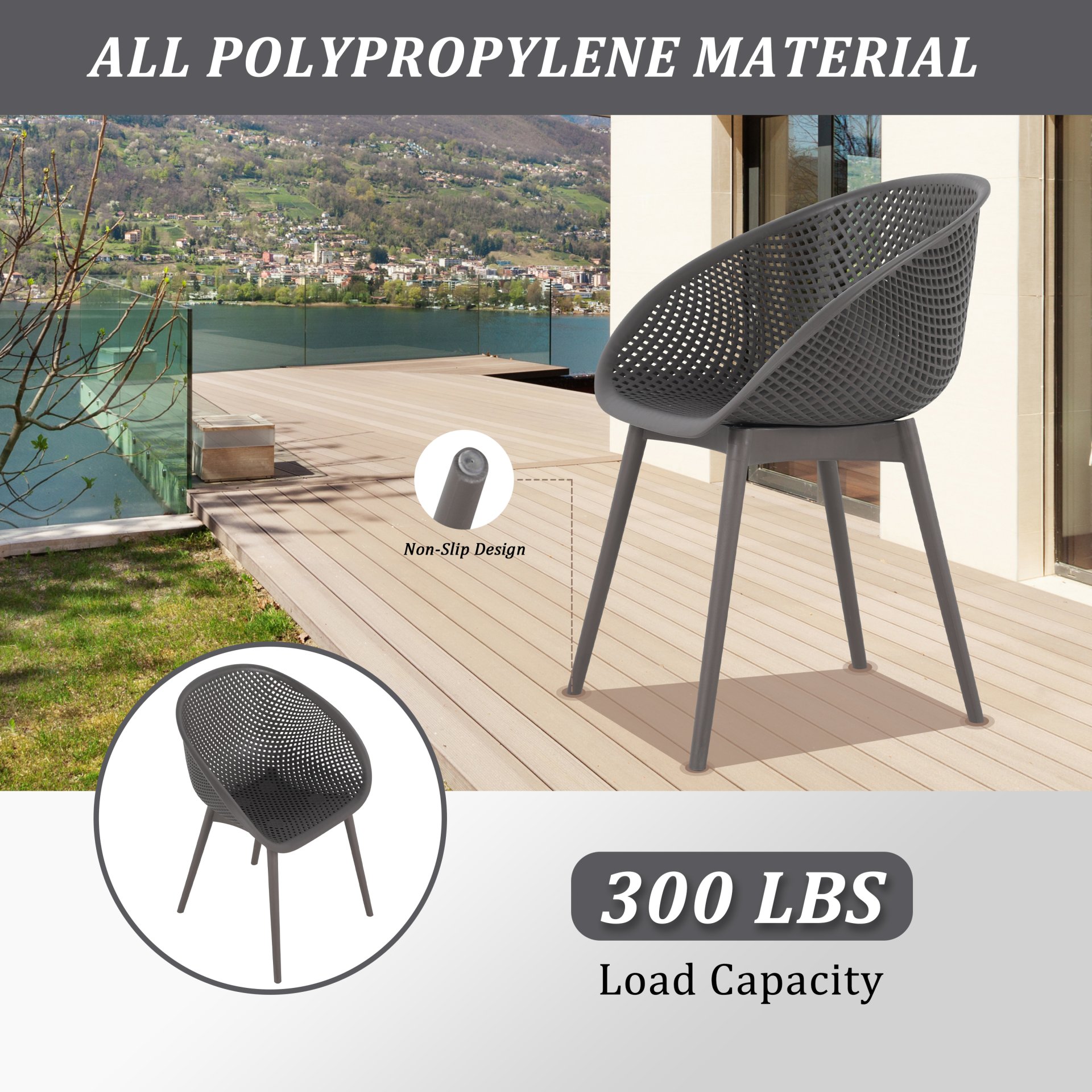 2 Lounge Chair Set With Round Table - Warm Grey / White - Image 8
