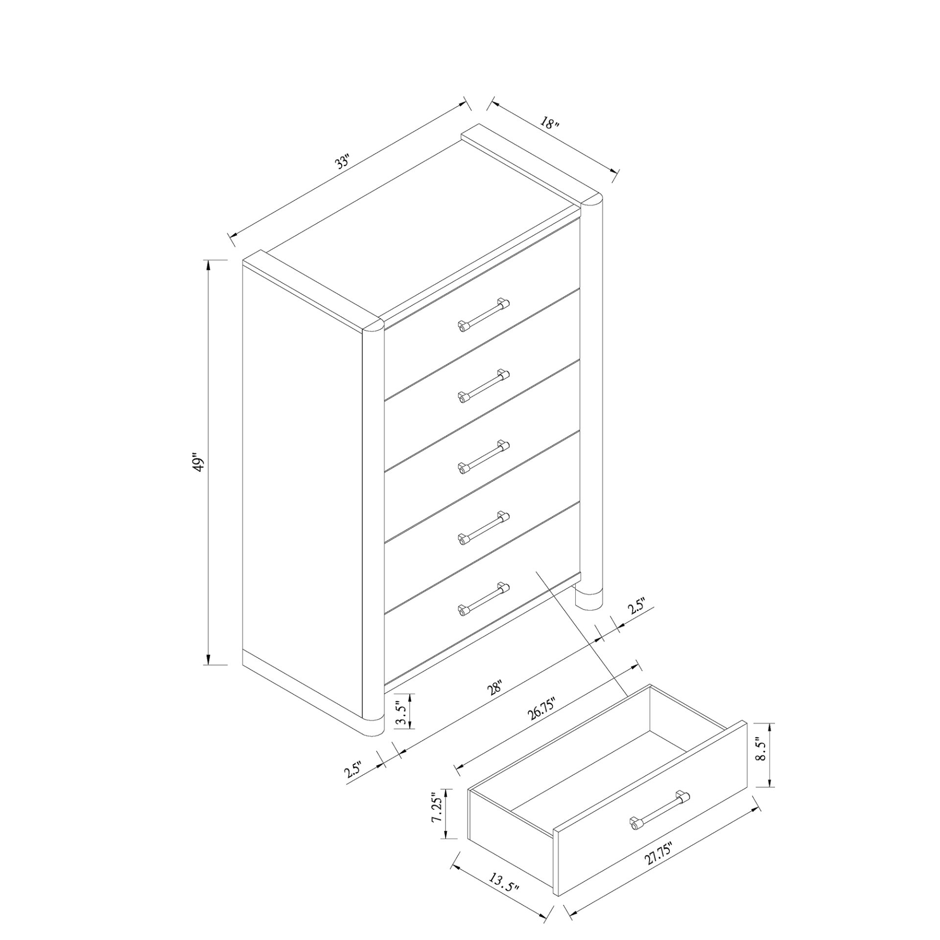 Sarai - 5 Piece King Bedroom Set With Upholstered Headboard, Spacious Storage - Brown - Image 11