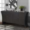 Refined 4 Door Credenza With Arc Legs & Bronze Clasps, Advanced Storage Design - Black - Image 5