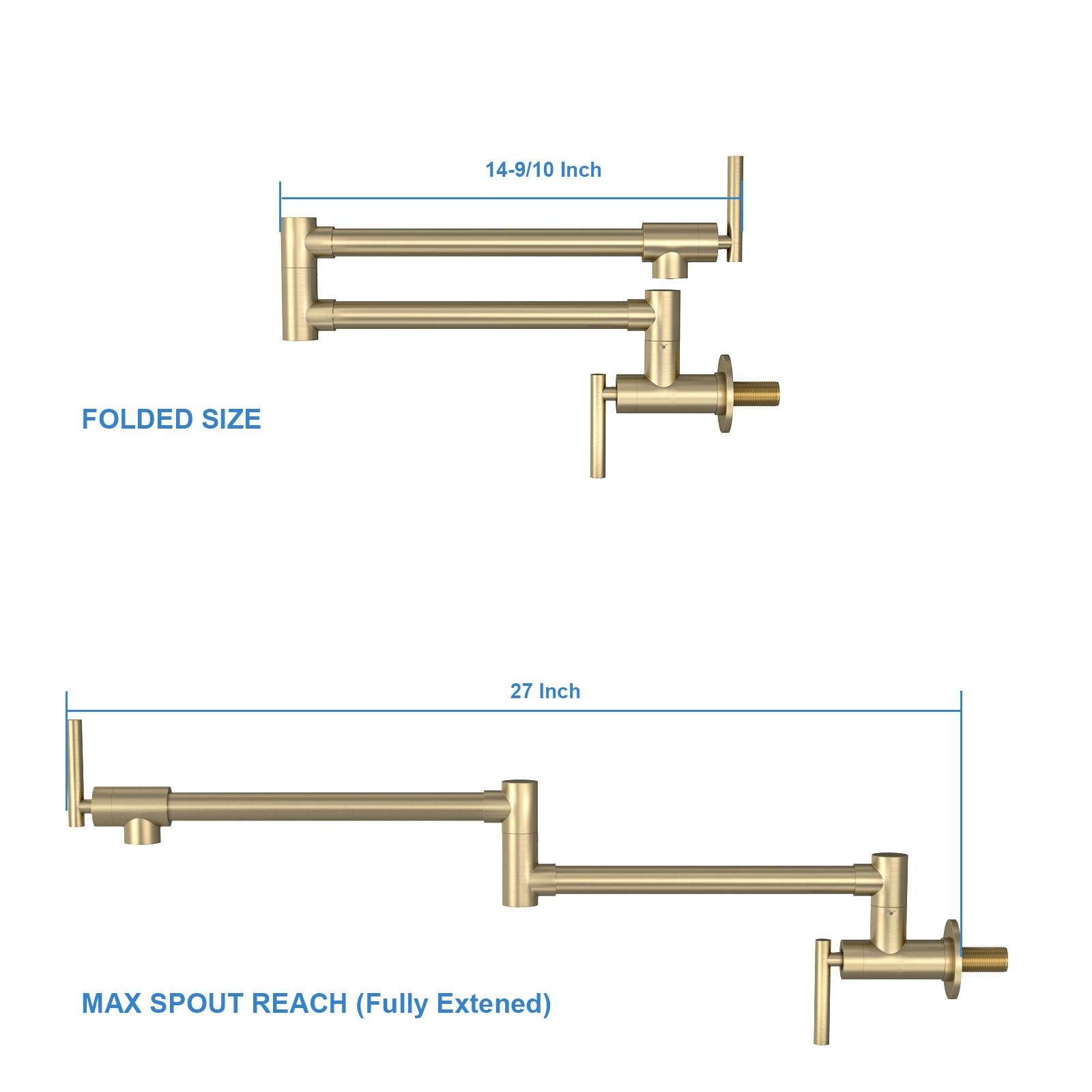 Modern Design Pot Filler Faucet Wall Mount Kitchen Sink, Folding Stretchable - Gold - Image 3