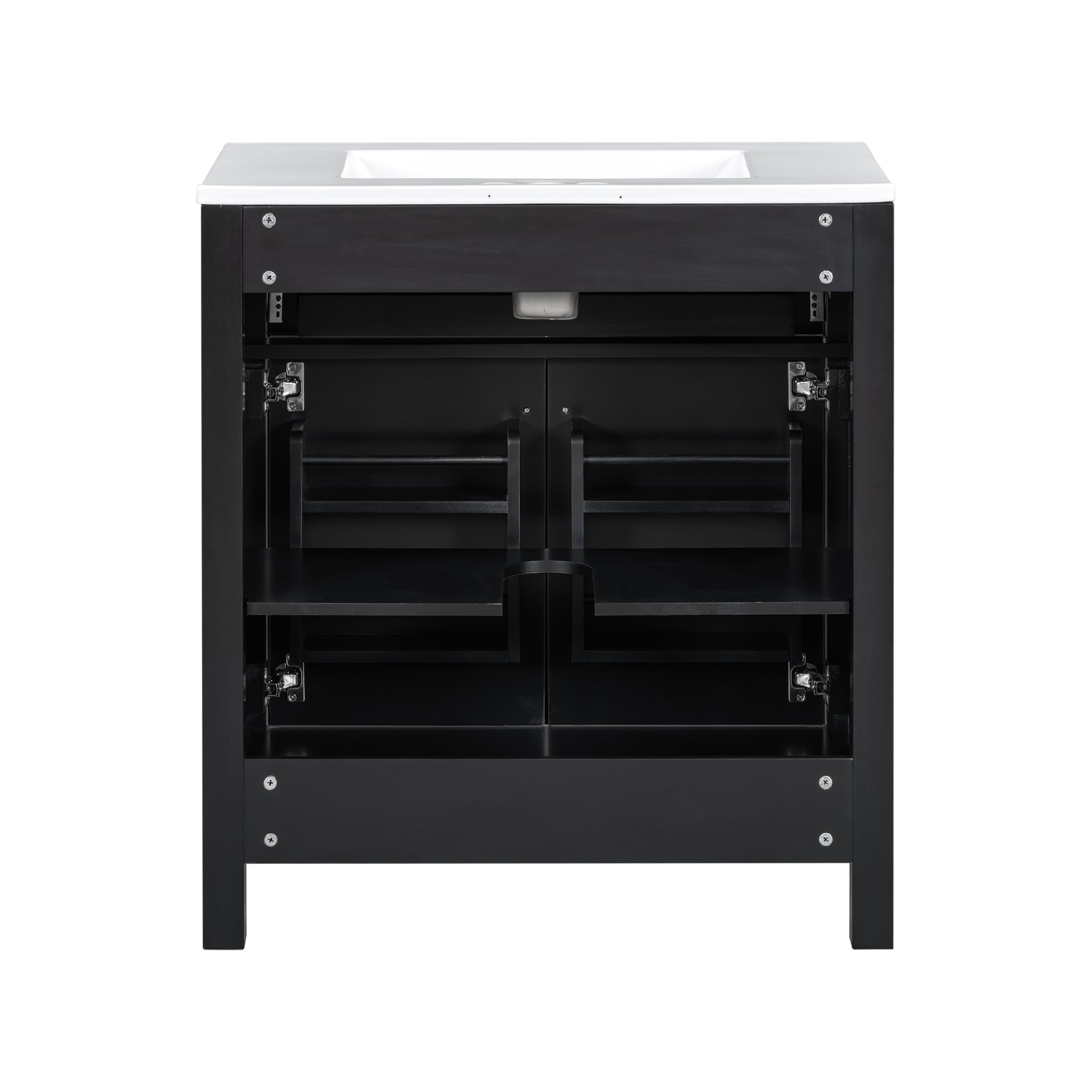 30" Bathroom Vanity With Sink And Soft Close Doors - Black - Image 14
