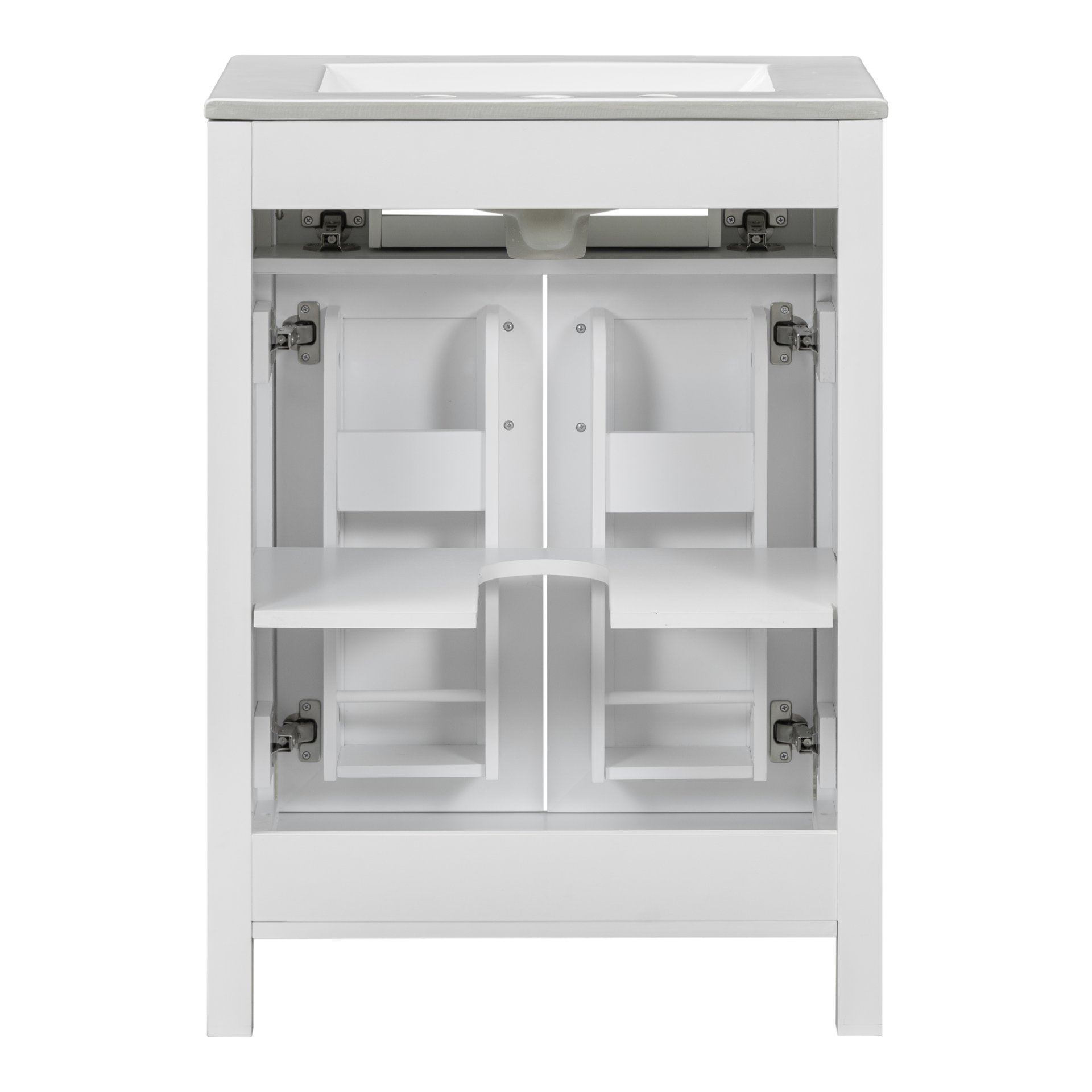 Bathroom Vanity With Sink, Soft Close Doors, Flip Drawer, U Shaped Shelves - White - Image 18
