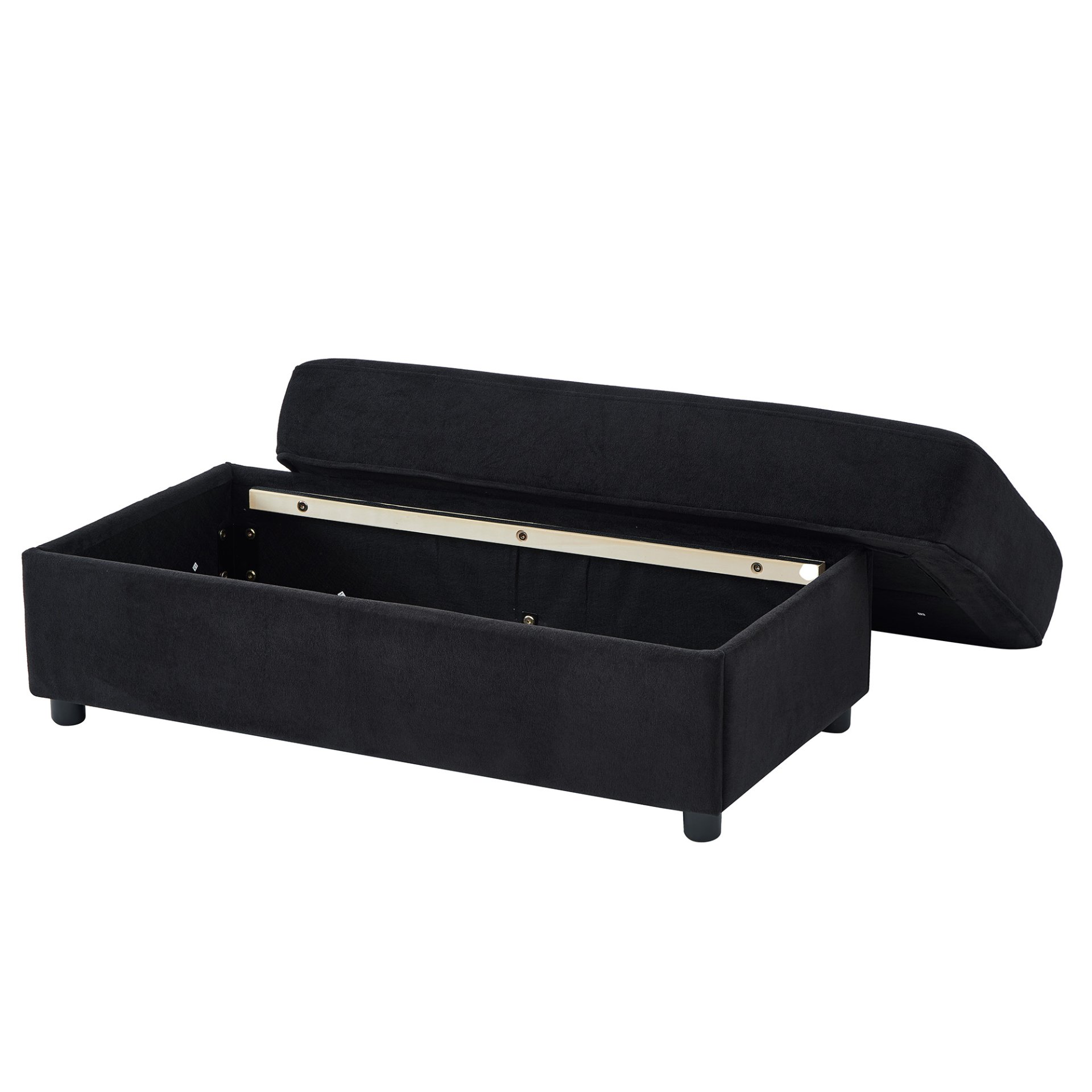 Modern Style Armchair Chaise Lounge Sofa Couch With Movable Storage Ottoman, USB Ports, Cup Holders & Side Pockets Chenille - Black - Image 21