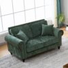 2 Seater Sofa With Rolled Arms, Tufted, Legs, Nailhead Trim - Green - Image 6