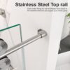 Frameless Single Sliding Shower Door With Bypass Design Clear Tempered Glass - Brushed Nickel - Image 5
