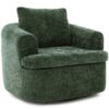 360° Swivel Accent Barrel Chair With Dual Layer Cushion, Round Seating For Living Room - Green - Image 9