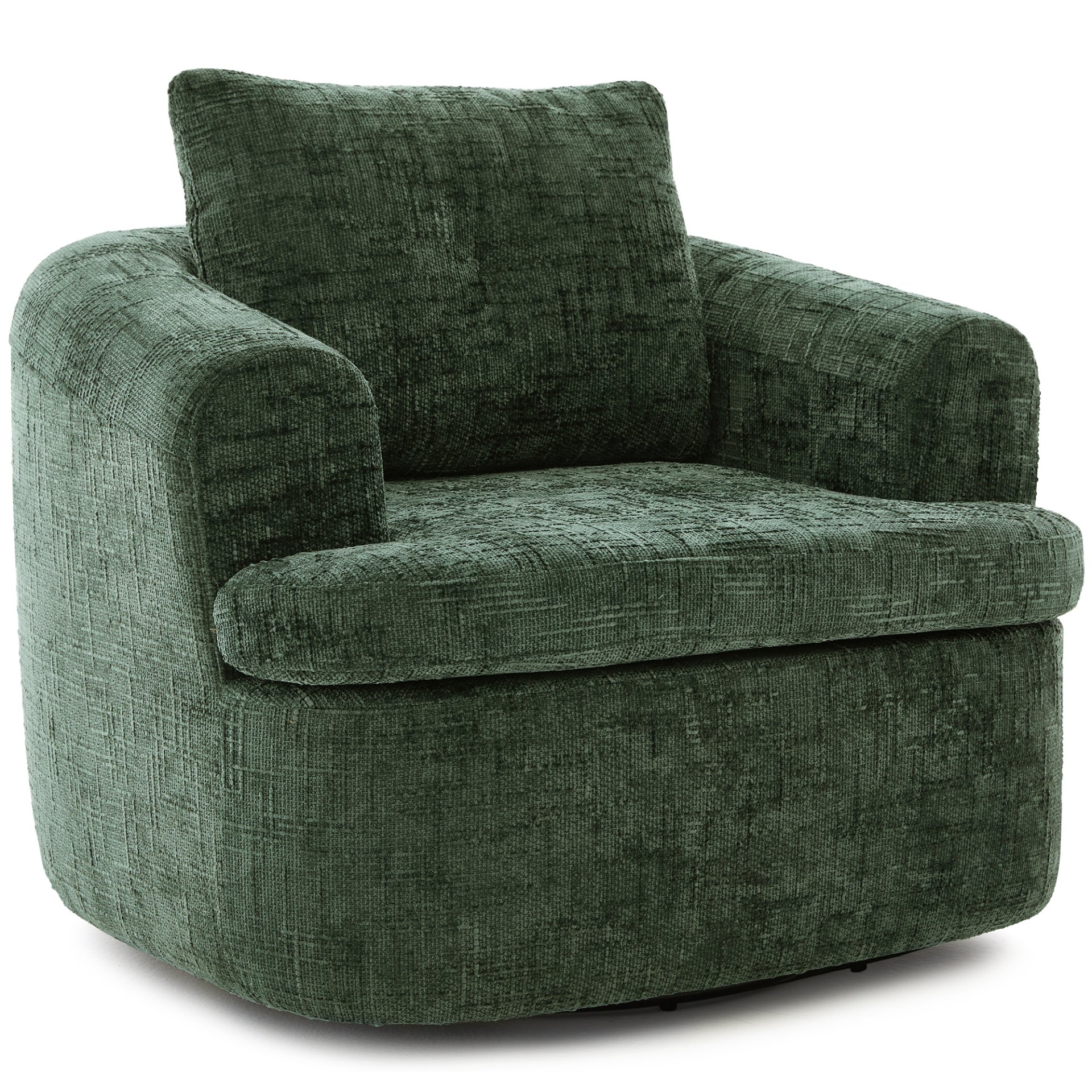 360° Swivel Accent Barrel Chair With Dual Layer Cushion, Round Seating For Living Room - Green - Image 9