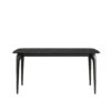 63" Artificial Stone Black Curved Black Metal Leg Dining Table, 6 People - Black - Image 6