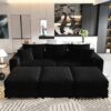 3 Seat Sofa, Deep Seat Couches With Soft Pillows And 3 Ottomans, Convertible Sofa Lounge Chair, For Living Room - Black - Image 11