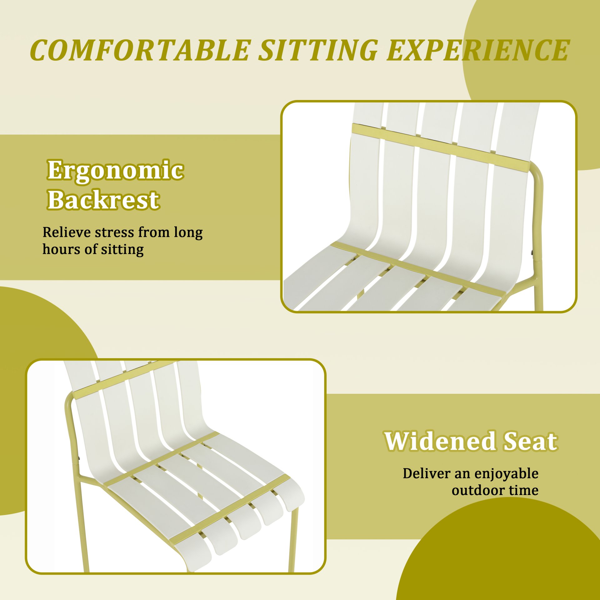 4 Piece Set Of Color Block Designed Single Chairs With Folding Square Table - Grain Yellow / Khaki / White - Image 20