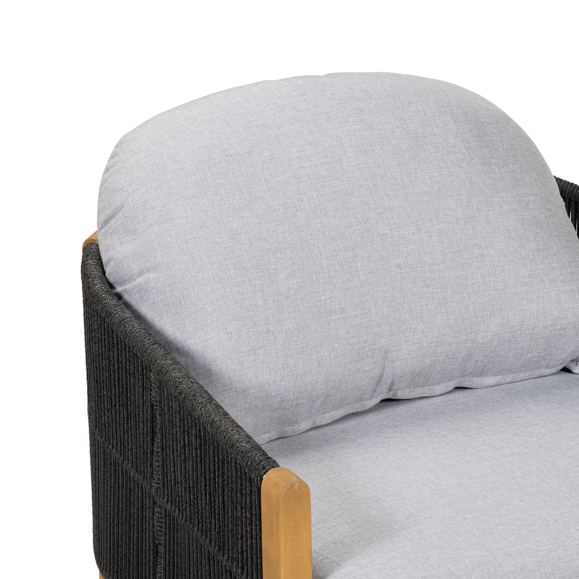 Grotta - Outdoor Wood Club Chair (Set of 2) With Rope And Cushion Frame - Gray / Teak - Image 15