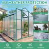 Newly Marketed Gain Height Windproof Aluminum Greenhouse 6 X 8 Ft Polycarbonate Greenhouse Raised Base And Anchor Aluminum Heavy Duty Walk - In Greenhouses For Outdoor Backyard In All Season - Green - Image 10