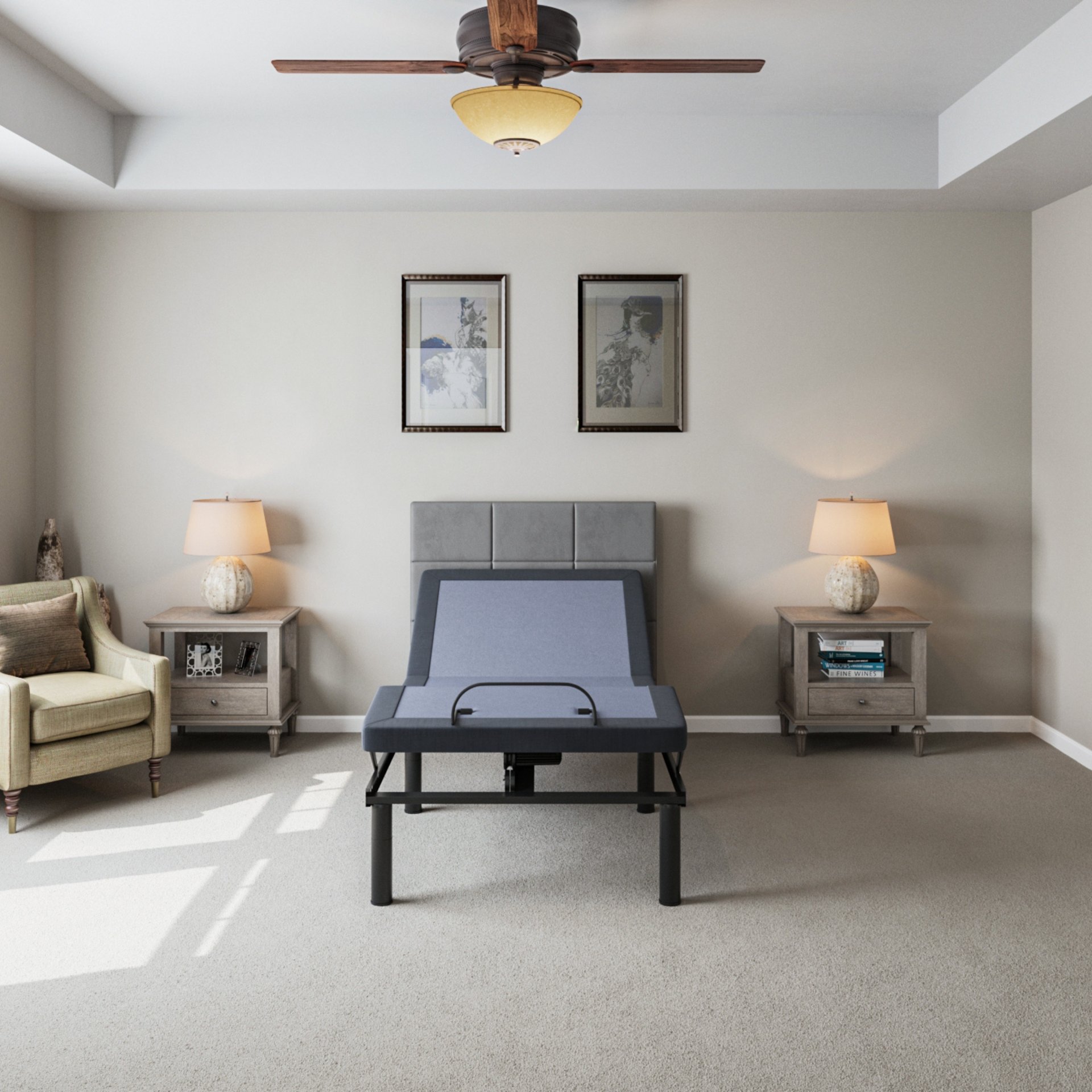 Bt2000 - Twin Long Adjustable Bed Base With Full-Range Positions Adjustment - Blue / Gray - Image 2