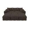 3 Seat Sofa, Deep Seat Couches With Soft Pillows And 3 Ottomans, Convertible Sofa Lounge Chair, For Living Room - Camel - Image 15