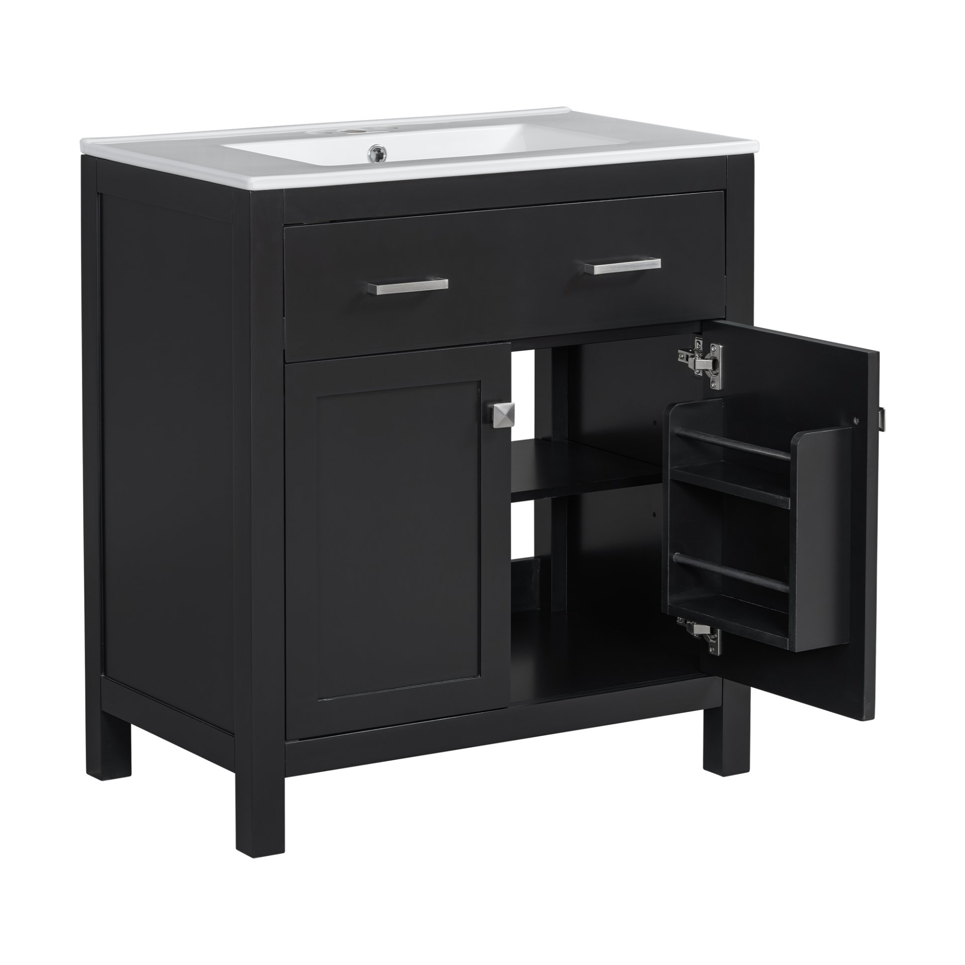 30" Bathroom Vanity With Sink And Soft Close Doors - Black - Image 13