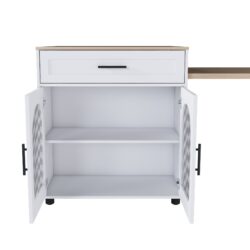 Expandable Kitchen Island With Dining Table - White