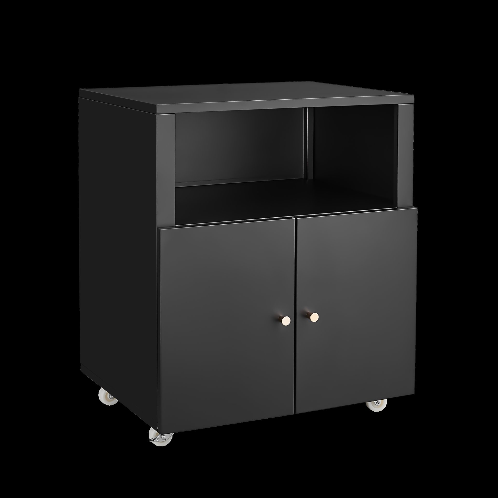 Mobile Printer Stand With Wheels And File Cabinet - Black - Image 12