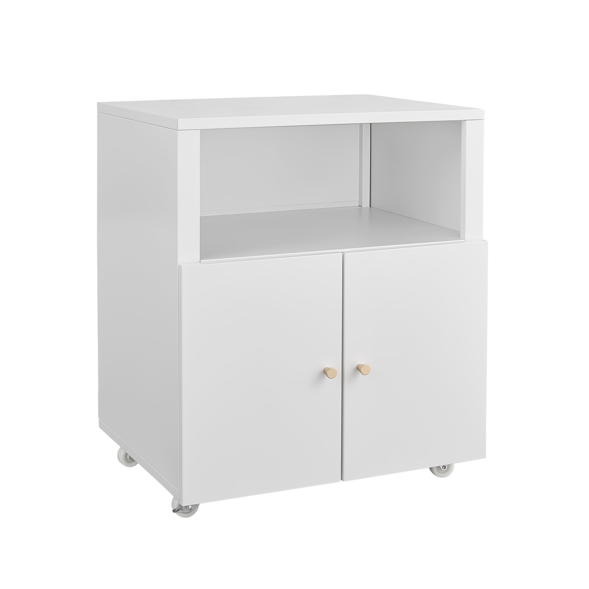 Mobile Printer Stand With Wheels And File Cabinet - White - Image 4