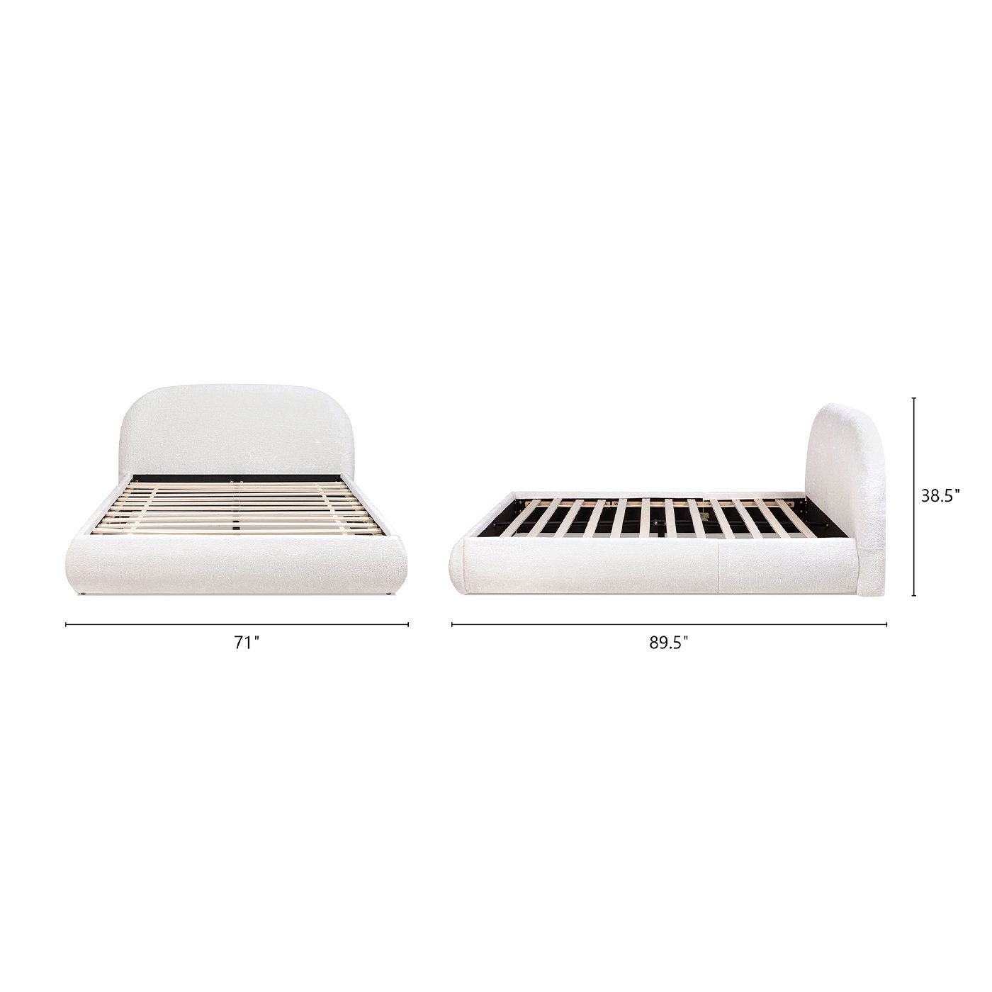 Archie Puffy Grounded - Queen Upholstered Platform Bed - Almond White - Image 6