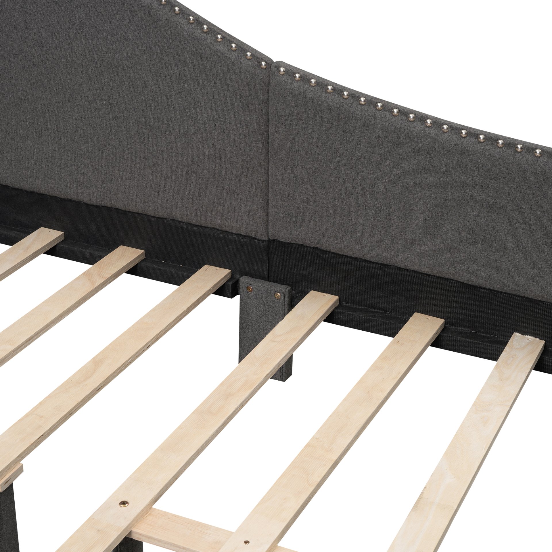 Full Size Upholstered Daybed With Headboard And Armrest, Support Legs - Gray - Image 6