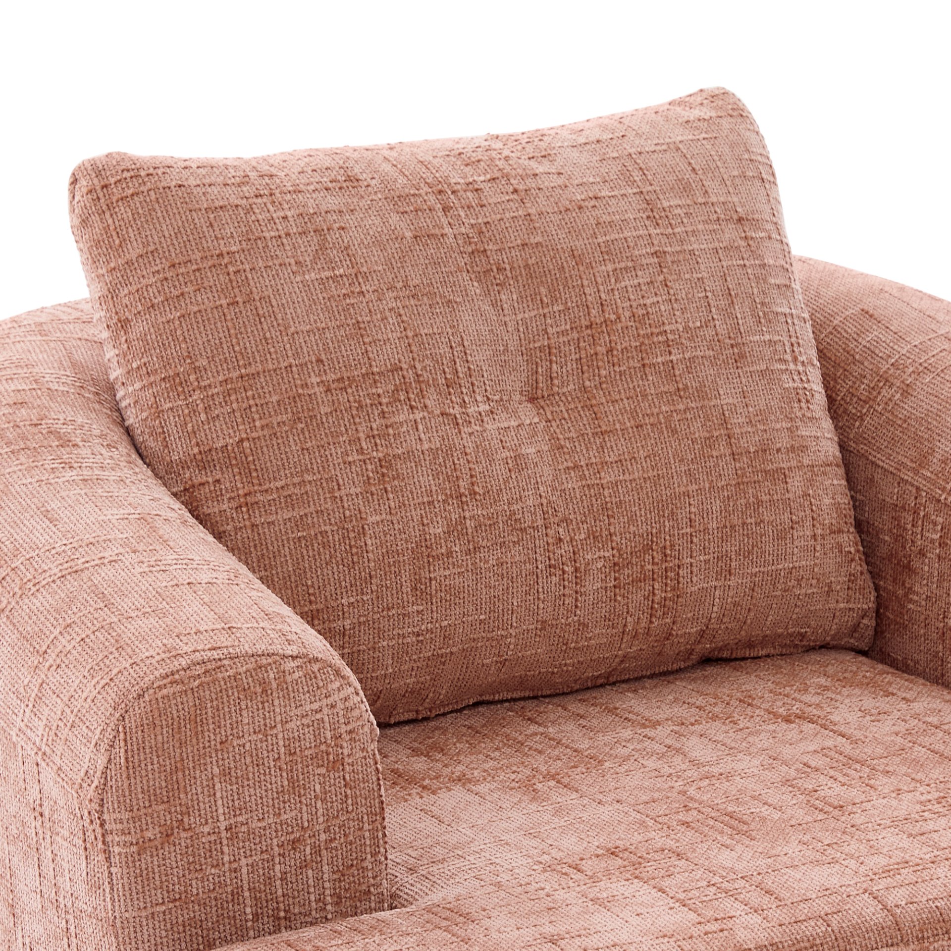 360° Swivel Accent Barrel Chair With Dual Layer Cushion, Round Seating For Living Room - Pink - Image 13