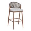 Outdoor Bar Height Aluminum Frame Counter Stools With Scallop Shaped Backrest & Water Resistant Cushions (Set of 2) - Teak - Image 14