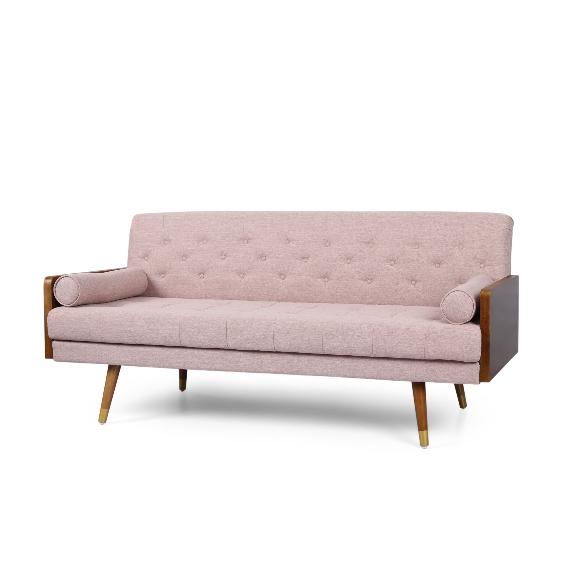 Aidan - Mid Century Modern Tufted Fabric Sofa - Blush - Image 5
