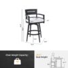 Modern Outdoor Swivel Bar Chairs, 360 Degree Rotation, Ergonomic Backrest, Armrests & Sunbrella Cushions, Weather Resistant (Set of 2) - Ember Black - Image 3