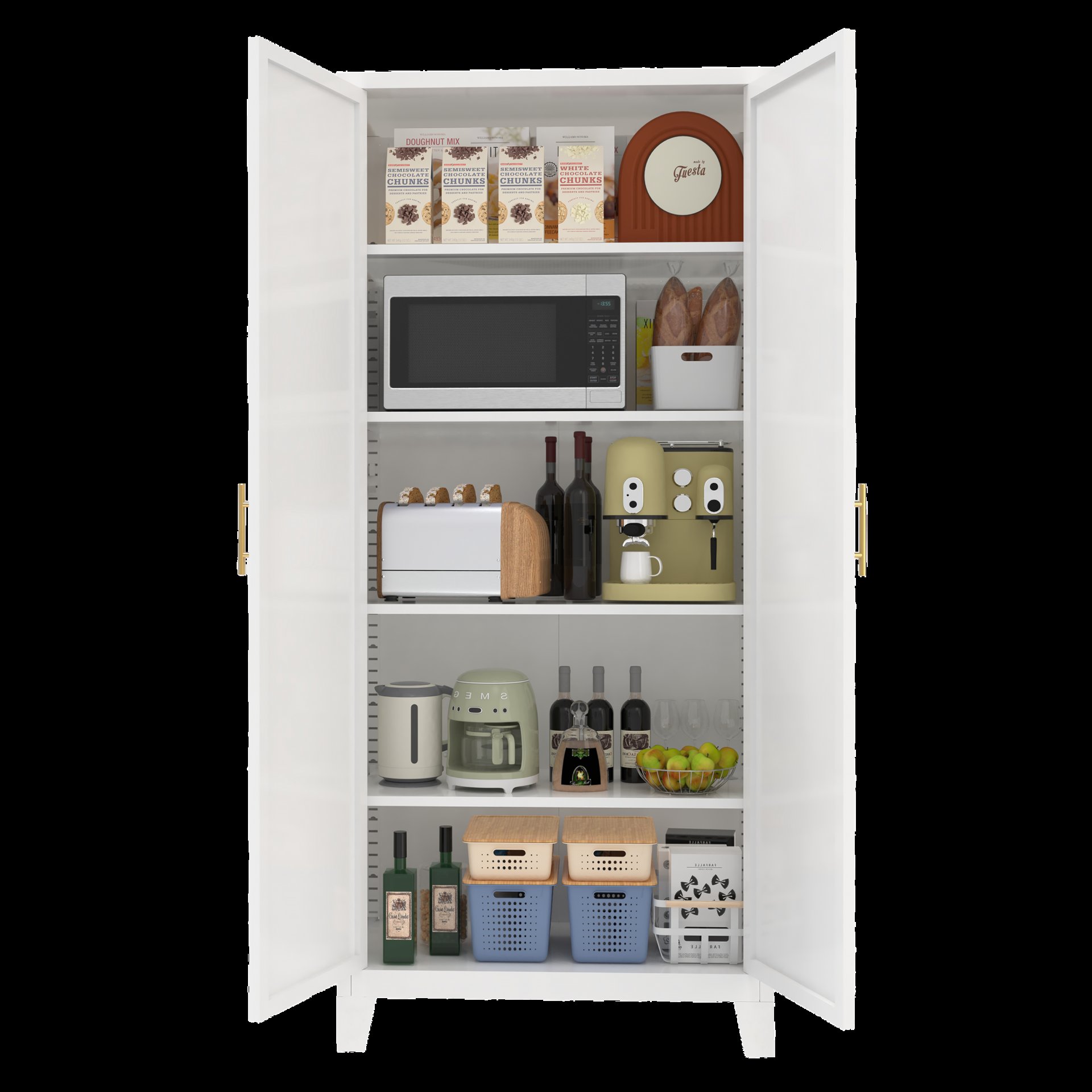 2 Shapely Doors Cabinet, Metal Storage Cabinet With Doors And Adjustable Shelves, For Bedroom, Living Room, Kitchen - White - Image 4