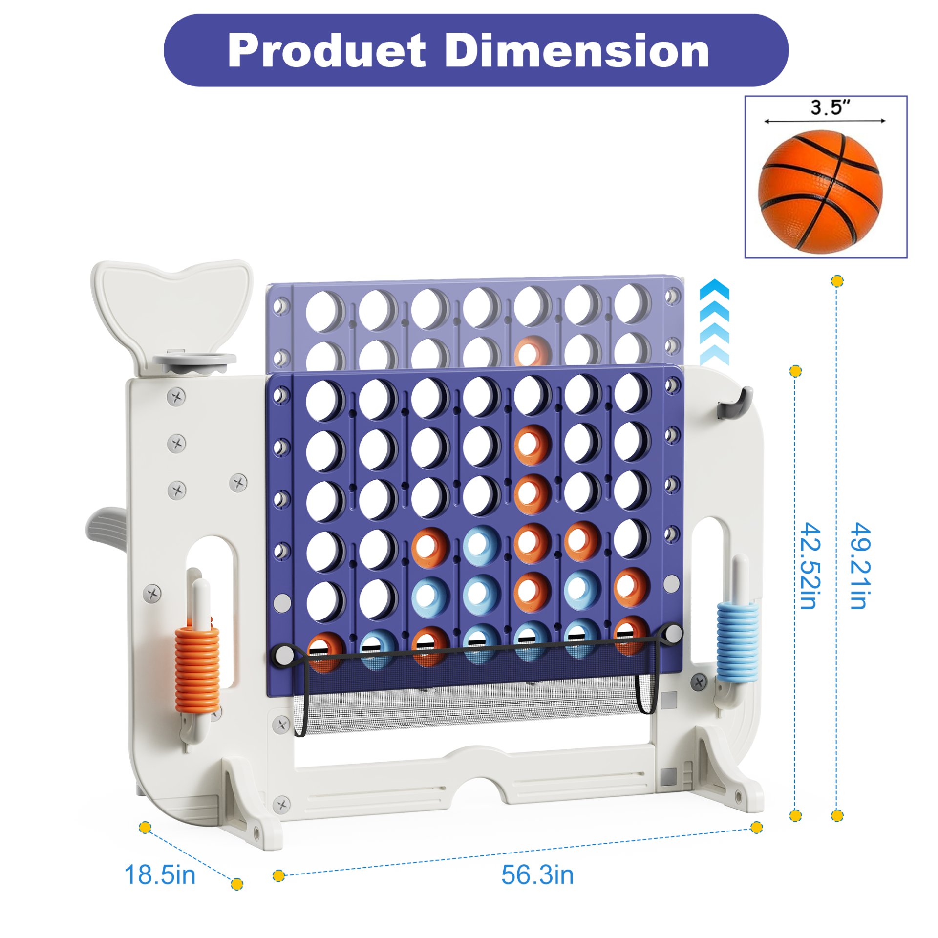 4 To Score Giant Game Set With Mesh Bag & Jumbo Connect 4 - White / Purple - Image 13
