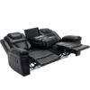 3 Pieces Recliner Sofa Sets Home Theater Seating Manual Recliner Chair With Center Console And Led Light Strip For Living Room - Black - Image 22