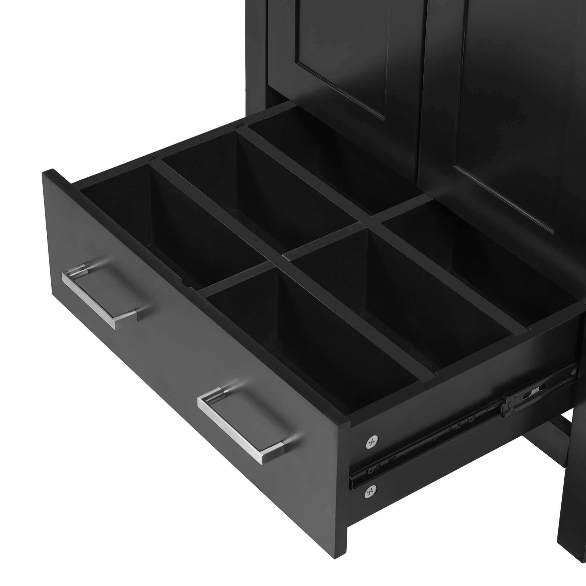 Bathroom Vanity With Integrated Undermount Sinks, Soft Close Doors, Divided Drawer, And Double Layer Door Shelf - Black - Image 19