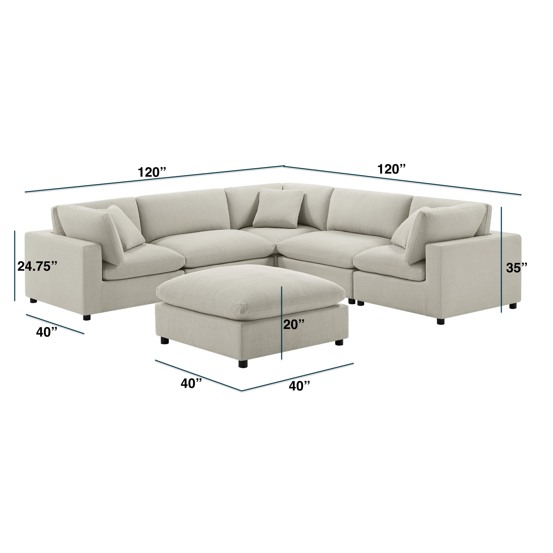 Cassandra - Modular 6 Piece Sectional - Beige - Image 3
