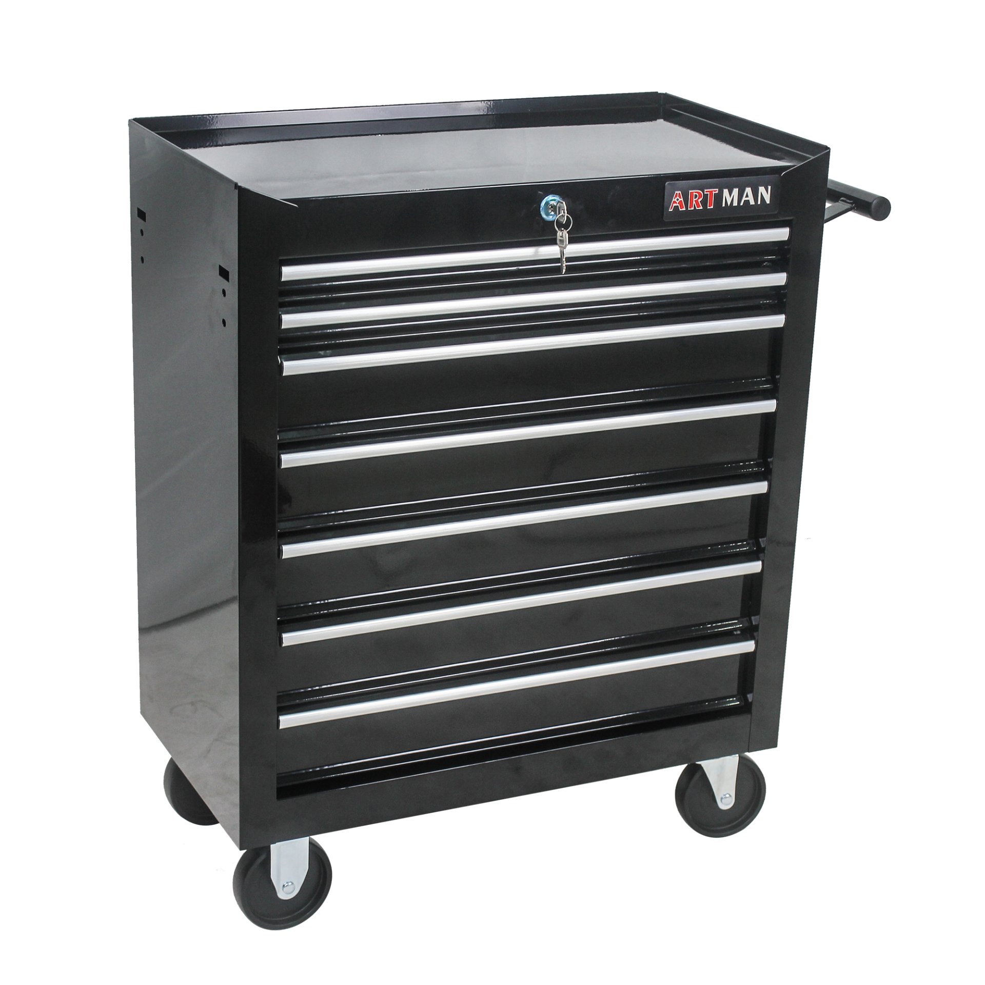 7 Drawers Multifunctional Tool Cart With Wheels - Black - Image 6