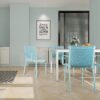 4 Piece Stackable Single Chairs With Vertical Stripe Design For All Weather - Light Blue - Image 2