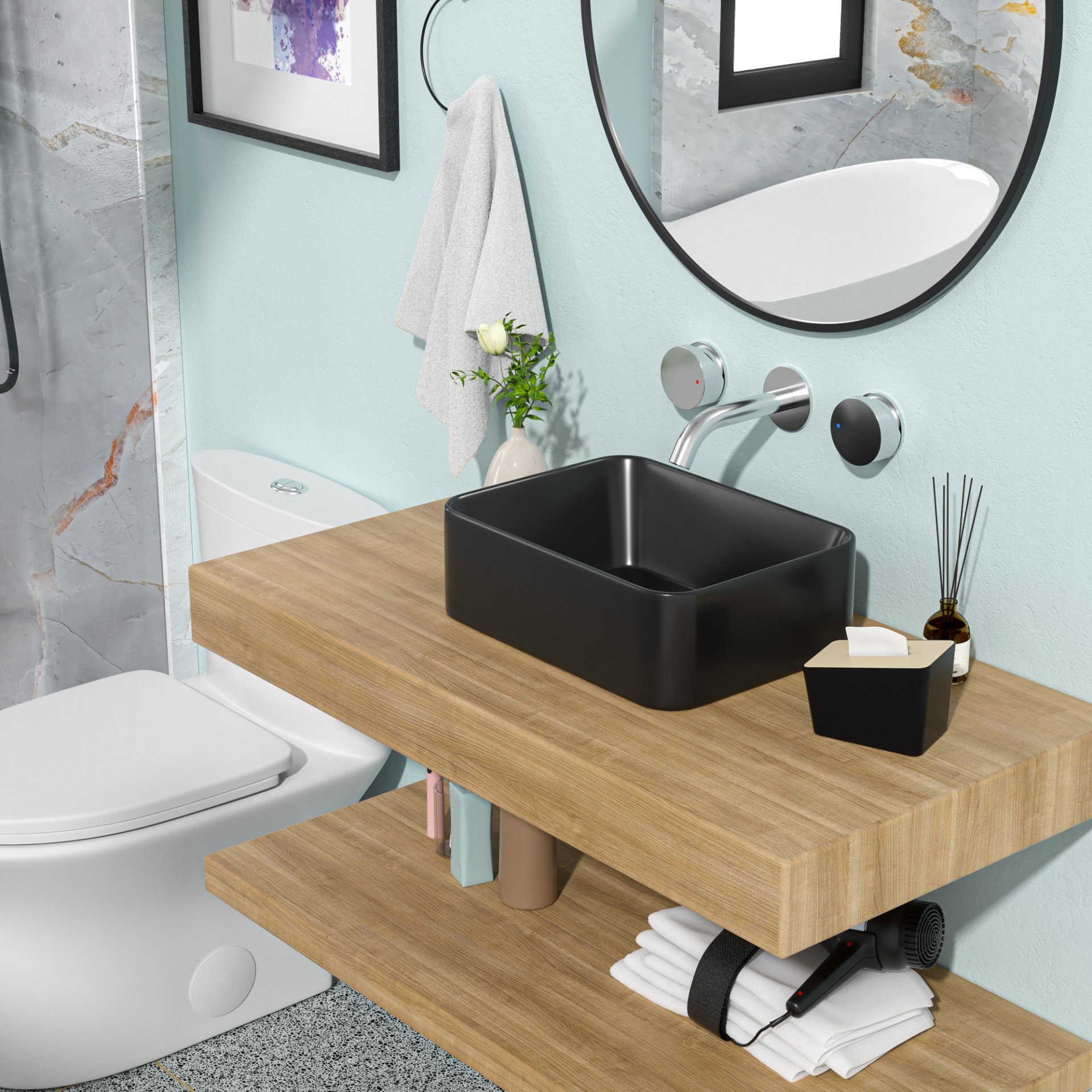 Rectangular Vessel Bathroom Sink - Matte Black - Image 2