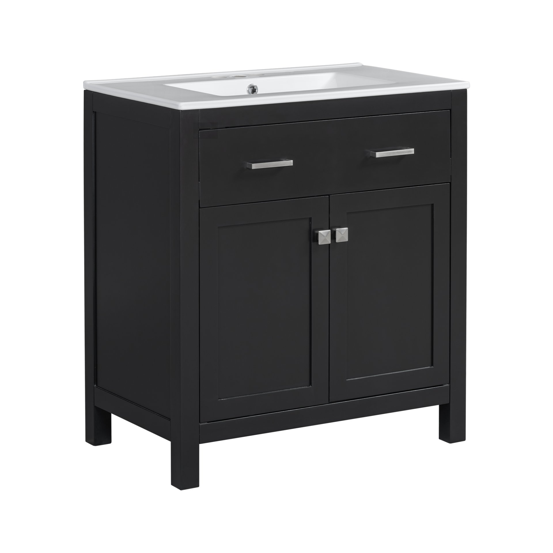 30" Bathroom Vanity With Sink And Soft Close Doors - Black - Image 11