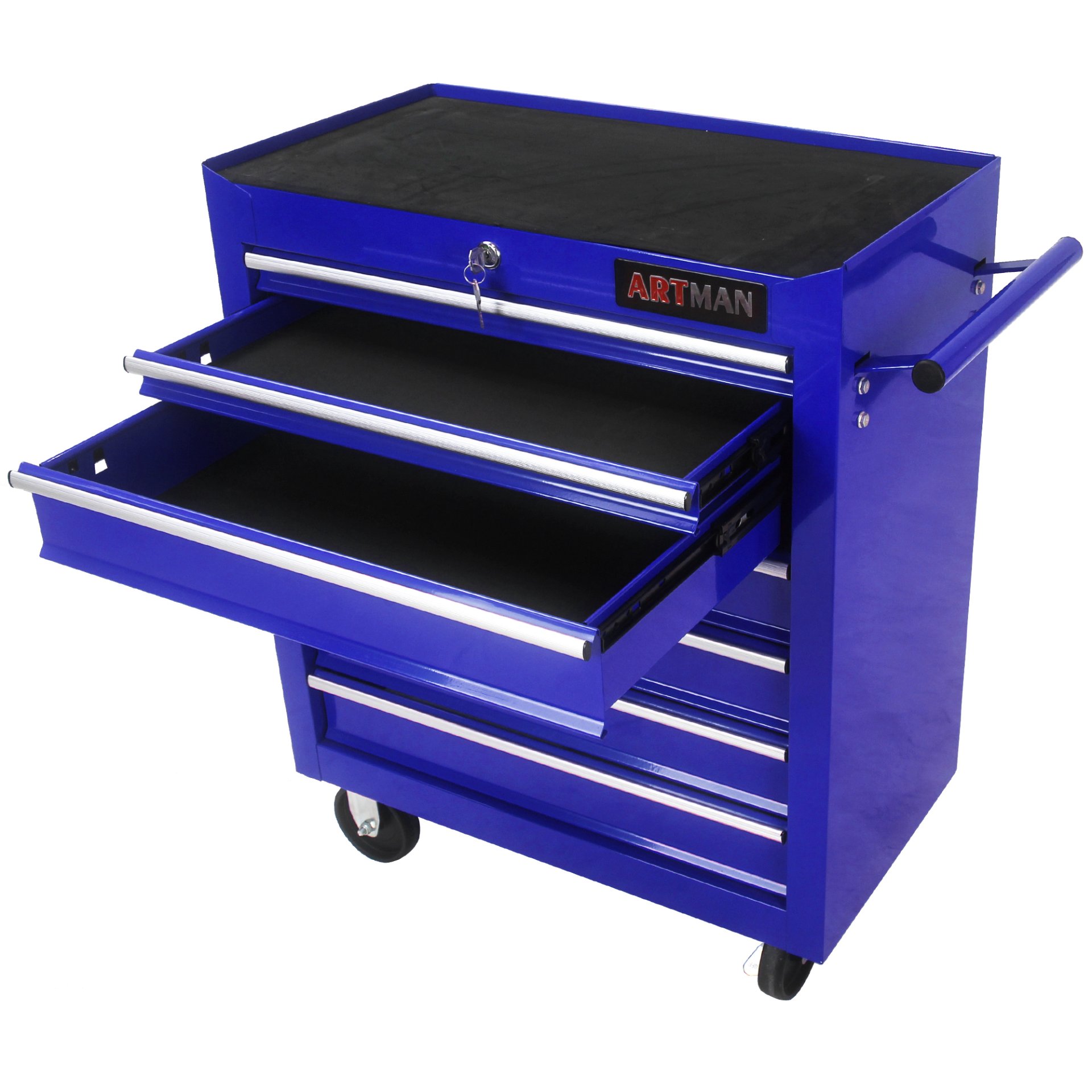 7 Drawers Multifunctional Tool Cart With Wheels - Blue - Image 8