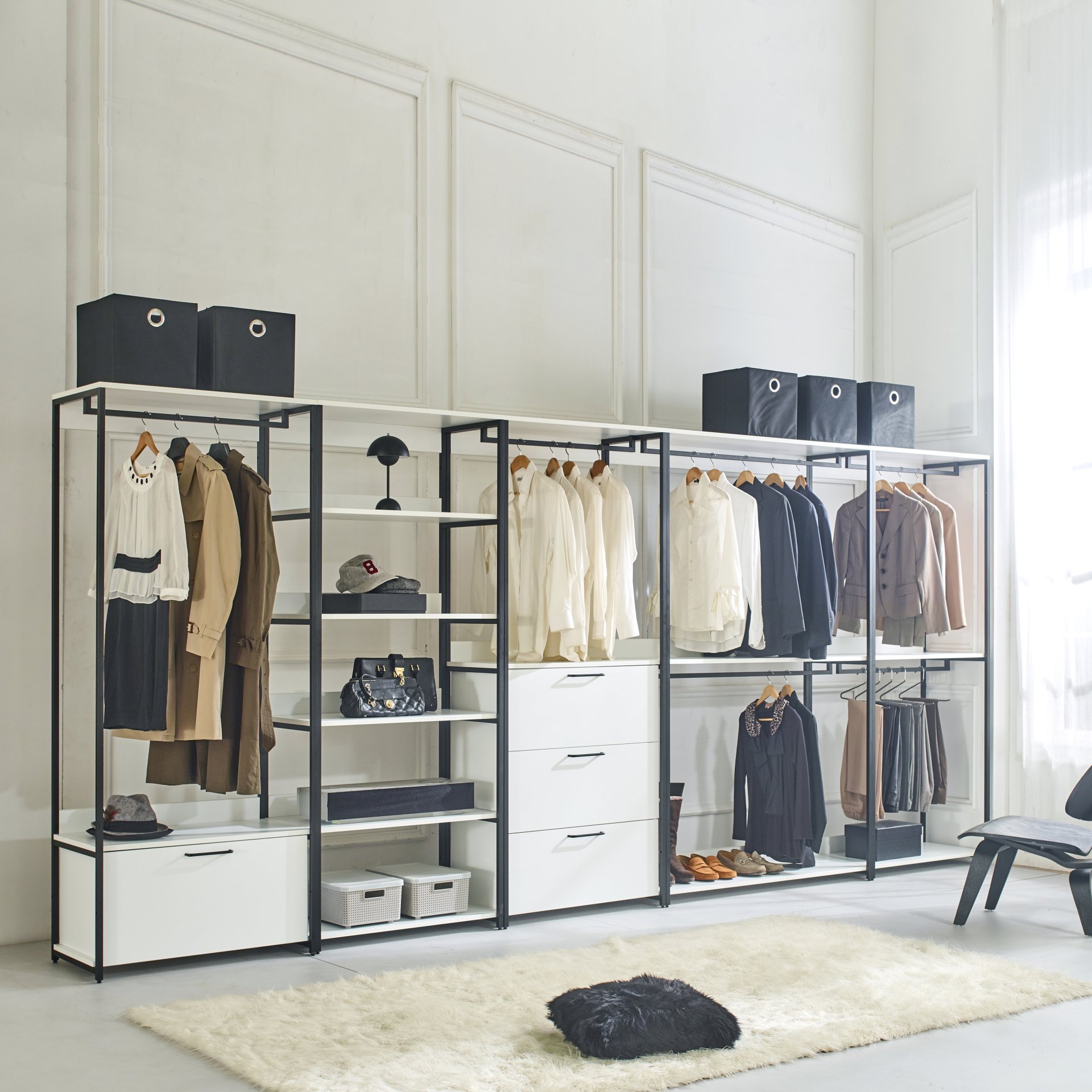 Fiona - Modern Walk In Closet With 5 Shelves And Metal - White - Image 6